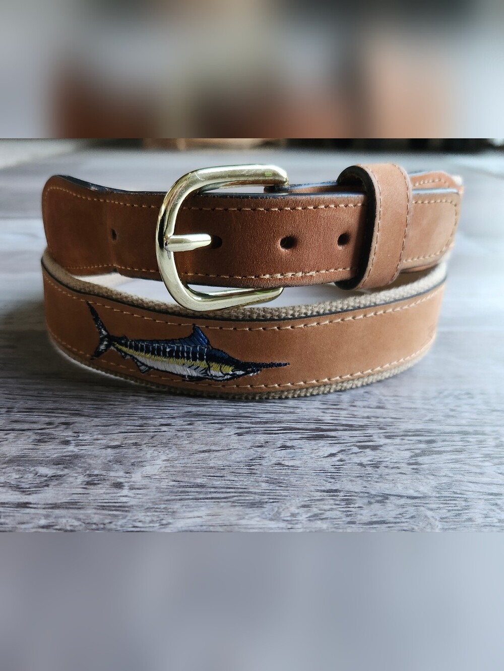 Zep-Pro Marlin Fishing Boat Leather Canvas Belt Size 40 USA Made